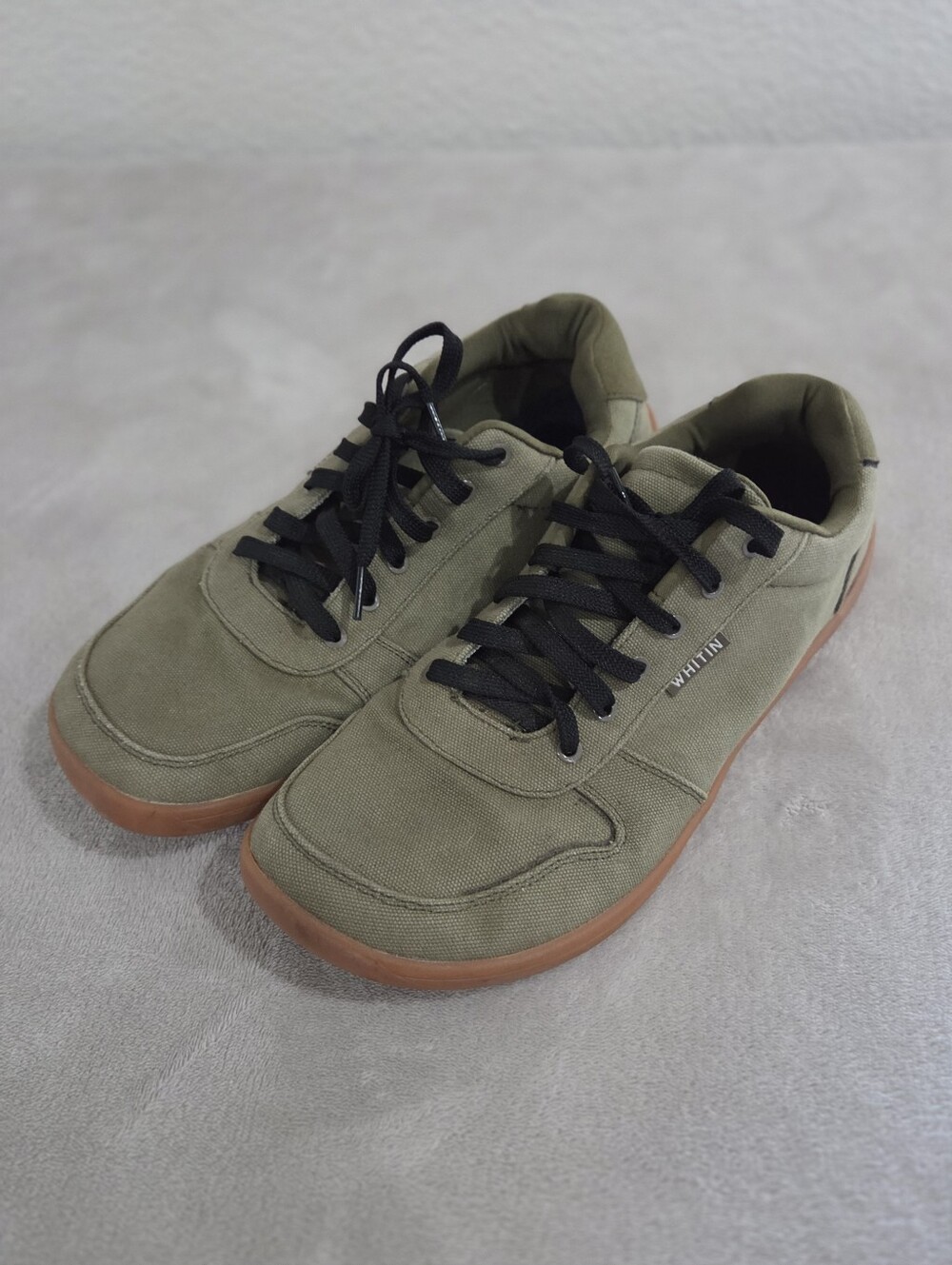 WHITIN Olive Canvas Sneakers with Black Laces and Gum Sole